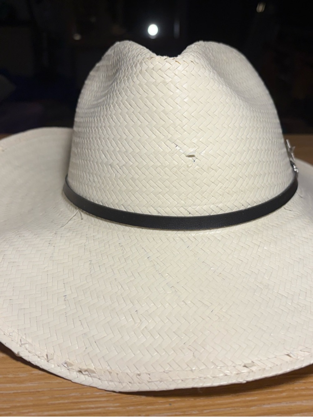 Stetson Natural Straw Hat with Brown Trim